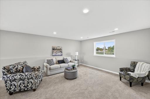 Movie nights, game days, play space, or a teen hangout—the finished lower level gives everyone room to spread out. *photos of a previously staged home, not all options & finishes may be exact.*