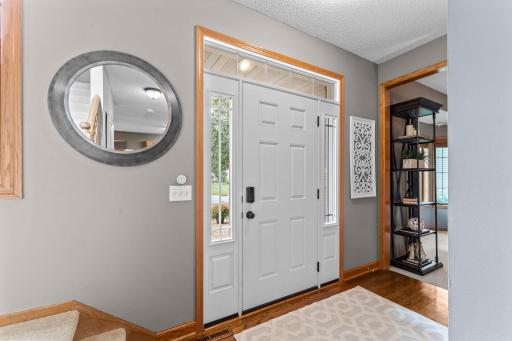 Custom front door with transom windows