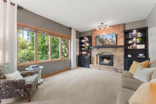 Light-filled family room with built-ins