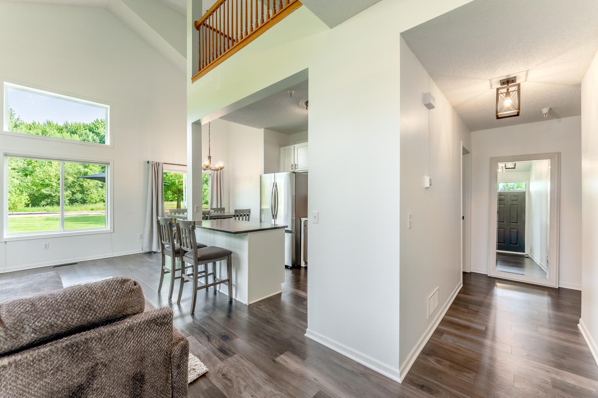 Open floorplan, freshly painted with new flooring.