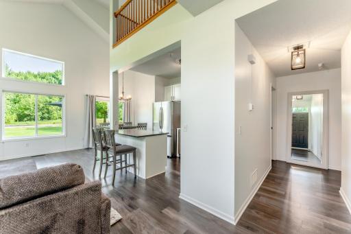 Open floorplan, freshly painted with new flooring.