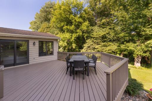 Expansive deck for summer living recently painted