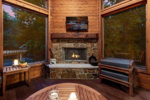 Screens surround the 3-season porch, keeping bugs out and making summer evenings comfortable and enjoyable.