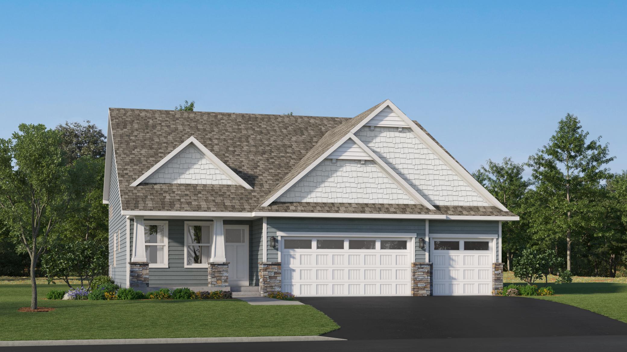(Exterior rendering, actual home's finishes will vary.)