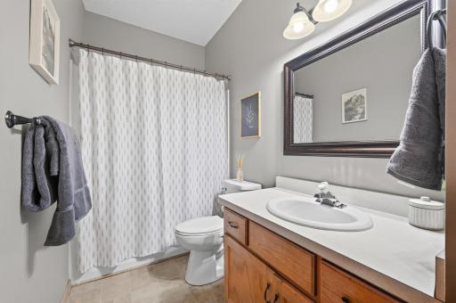 Upstairs full bathroom complete with extra storage.