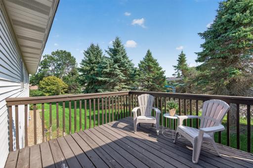 An inviting space to come relax out on the deck.