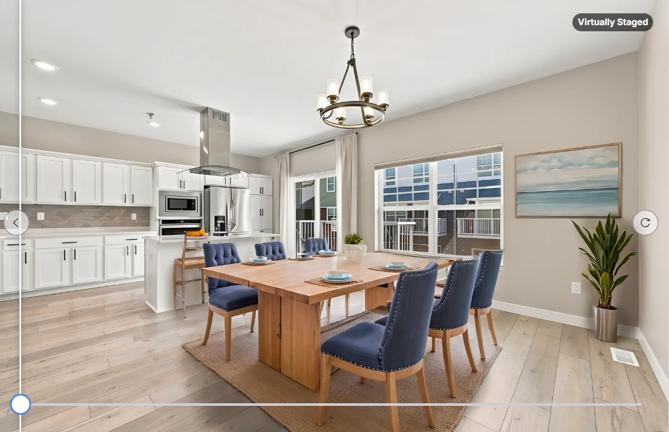 virtually staged dining room