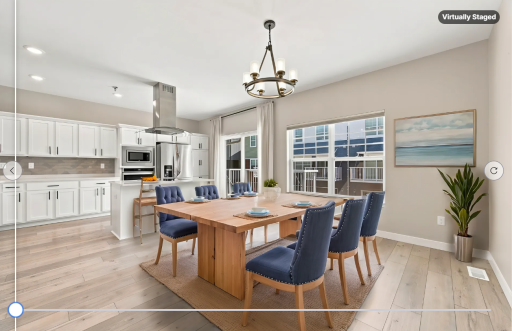 virtually staged dining room