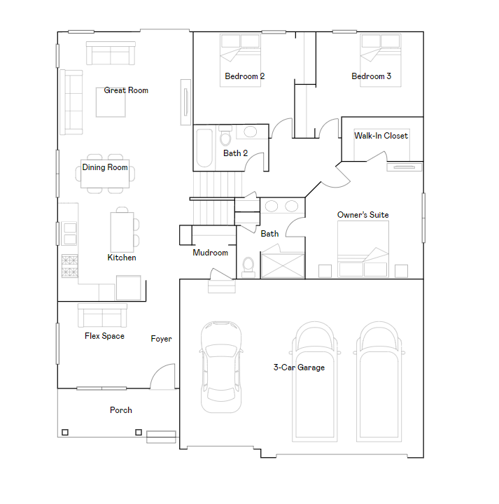 Courtland II main level floorplan