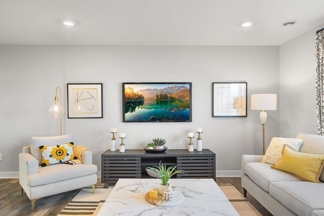 Cozy up for movie night or entertain in style. Photo is of model home. Colors and options may vary. Ask Sales Agent for details.
