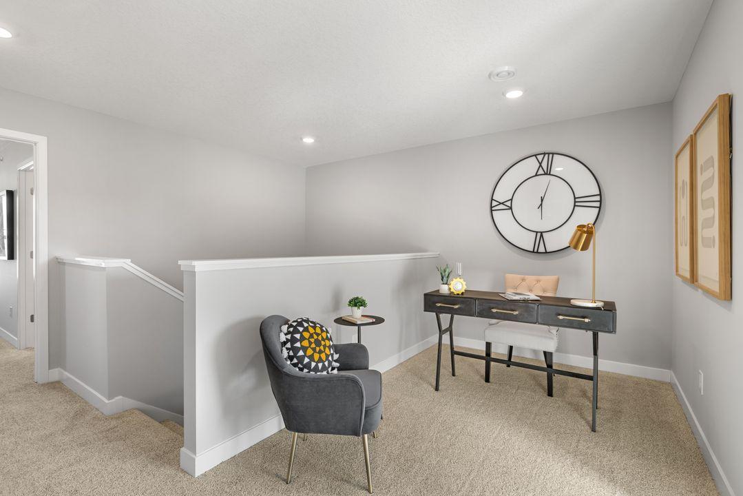 Loft on the second floor of the home, perfect for remote working! Photo is of model home. Colors and options may vary. Ask Sales Agent for details.