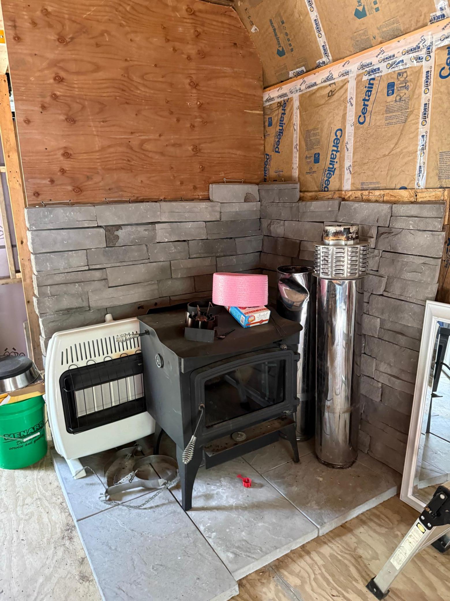 Wood stove ready to be connected
