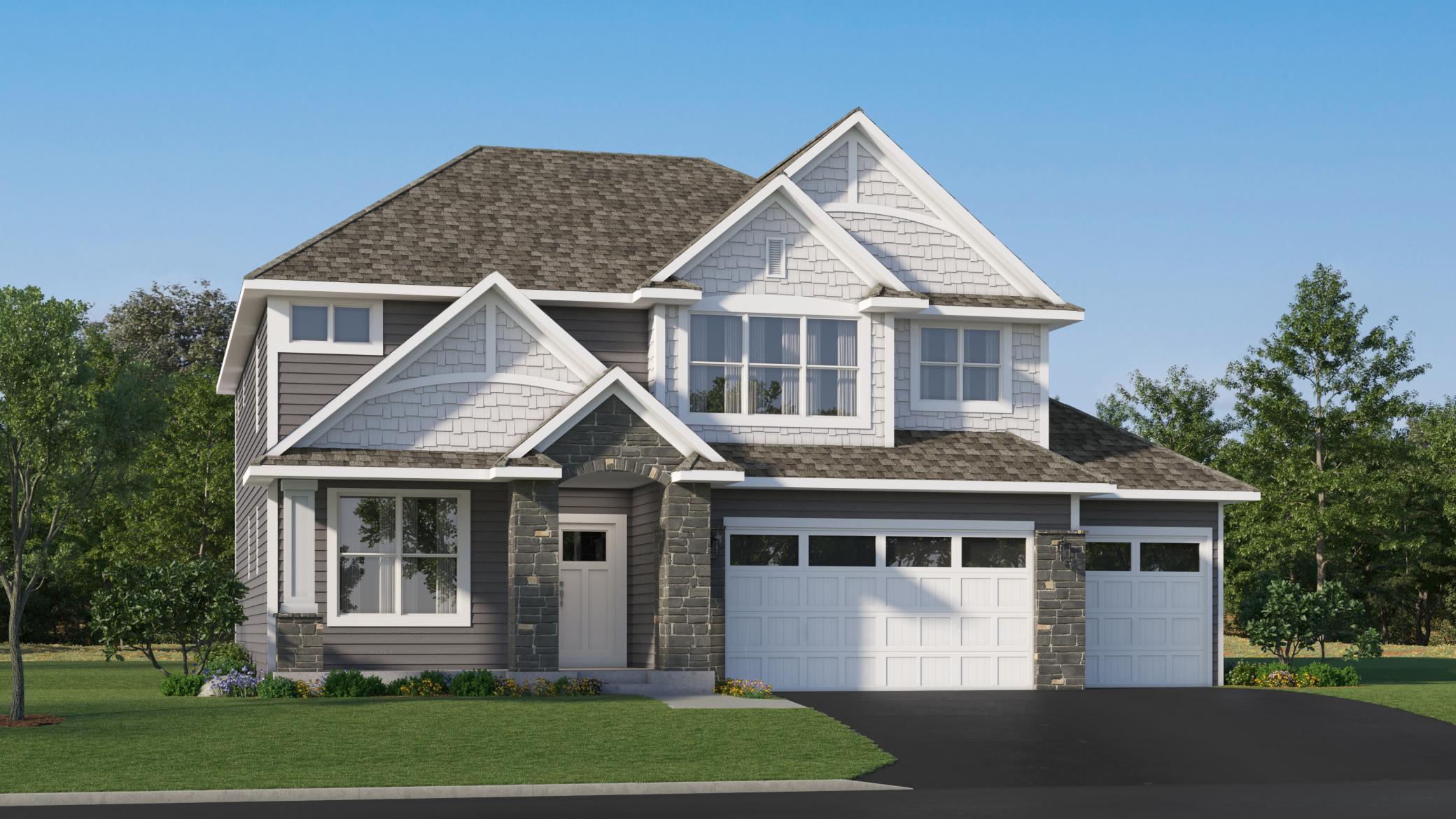 (Exterior rendering, actual home's finishes will vary.)