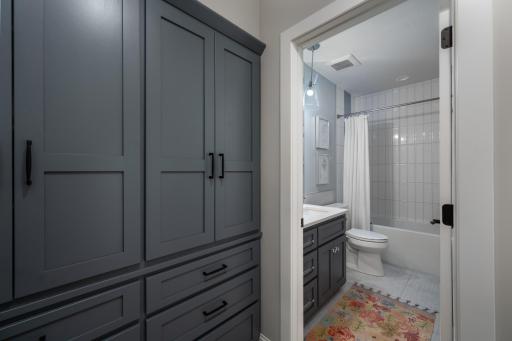 Lower-level full bath.