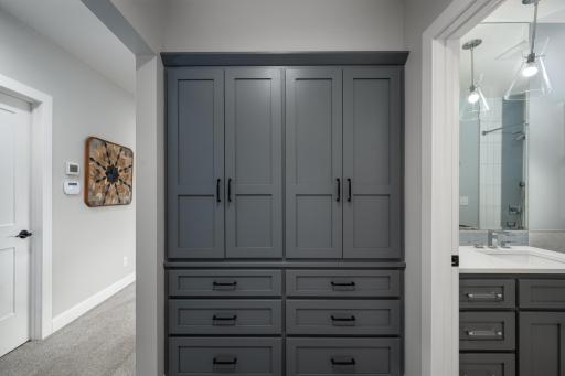 Lower-level linen closet.