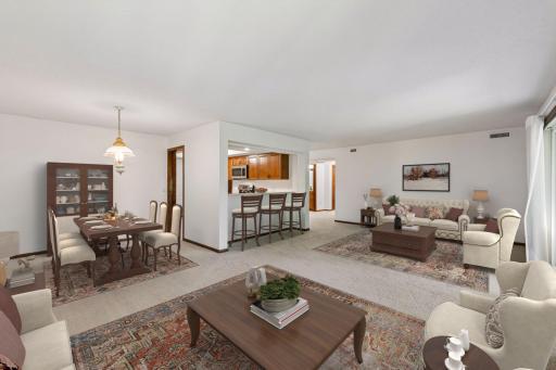5601 Dewey Hill Road - Room for multiple seating areas in the living room (virtual staging)