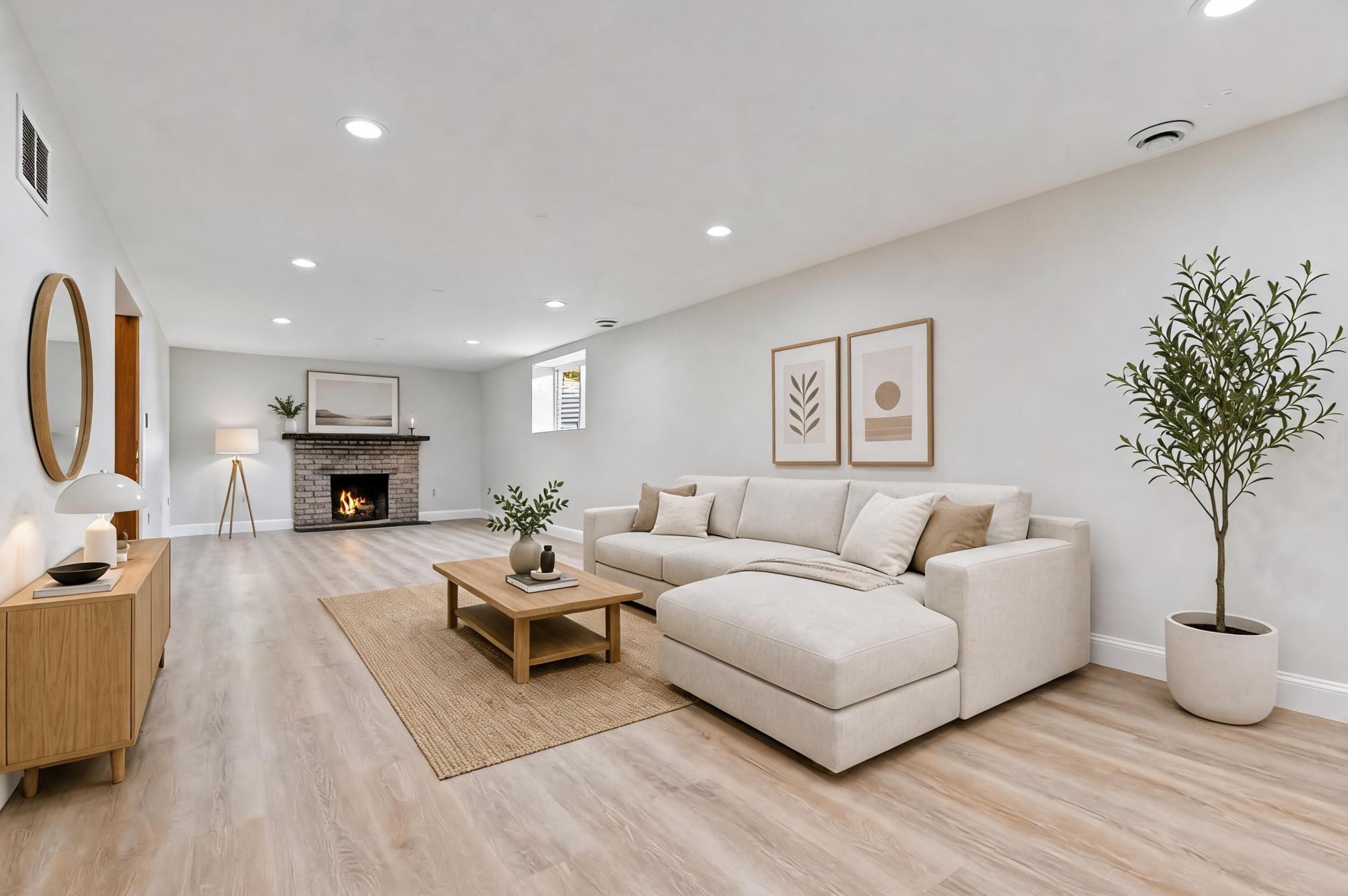 Virtually staged lower level