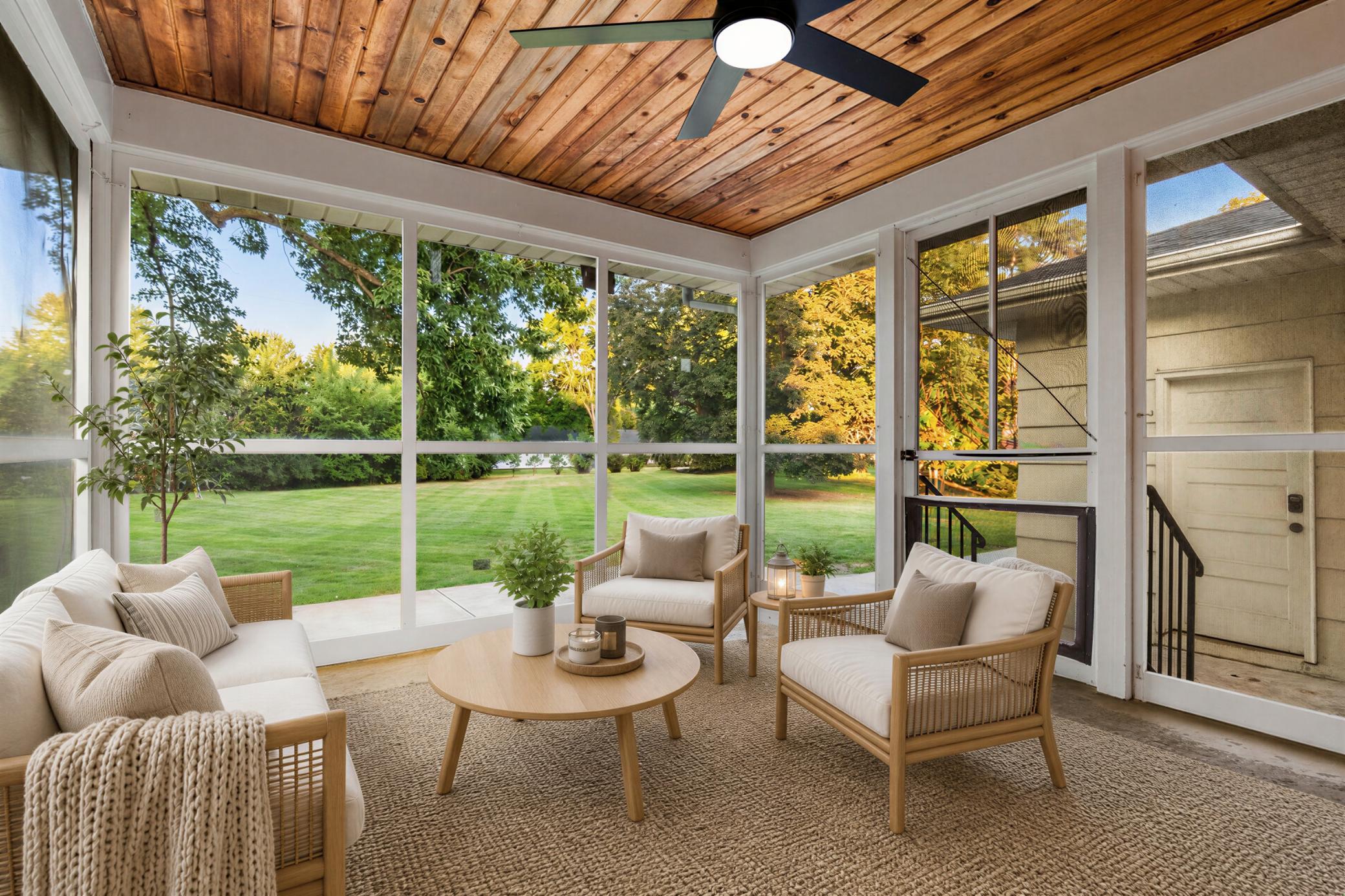 Virtually staged screened porch