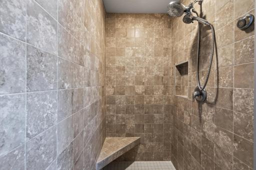 Or the beautiful tiled walk-in shower
