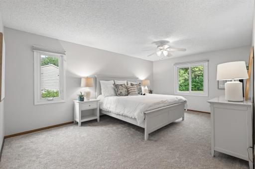 A spacious primary suite with room to truly unwind