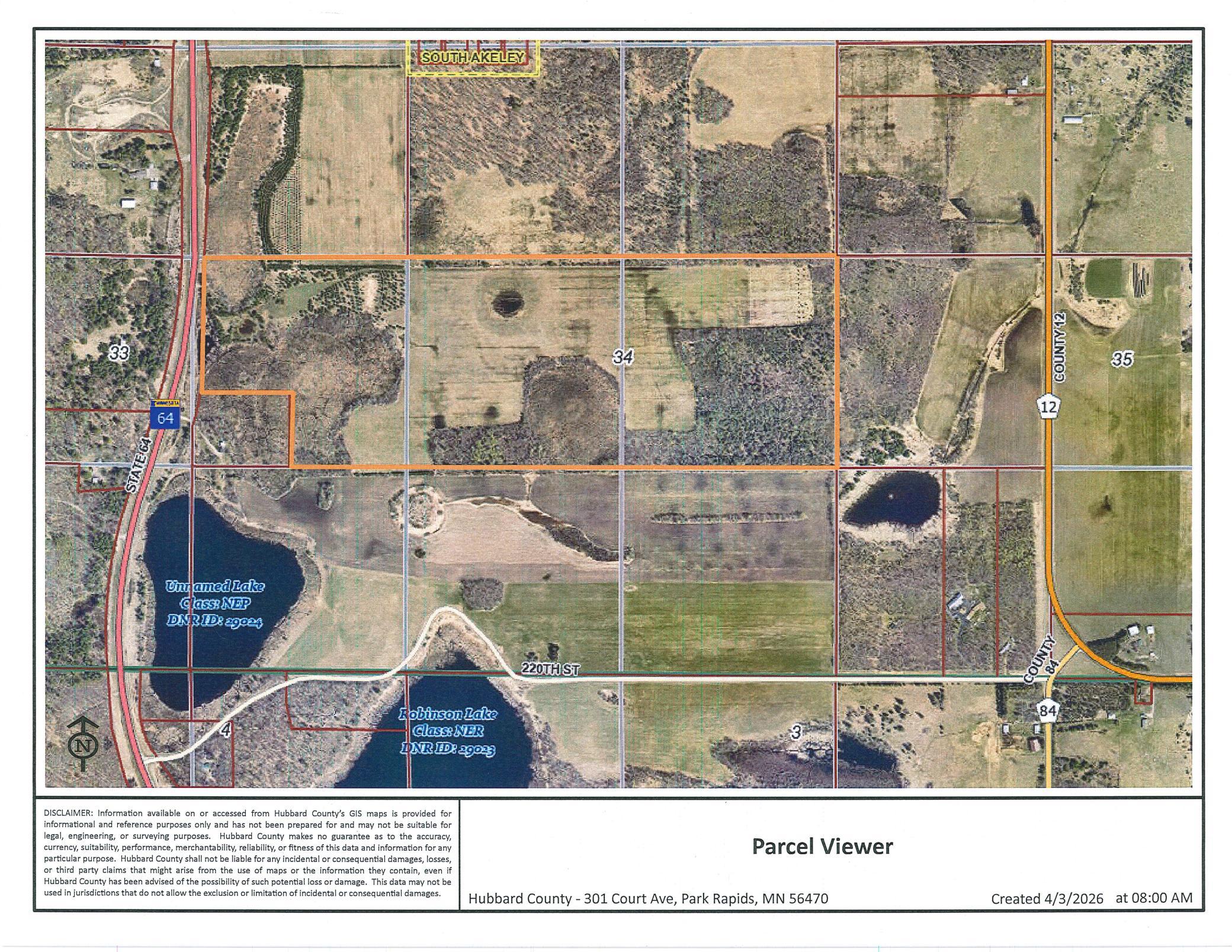 113+/- Acres - Highlighted in Orange