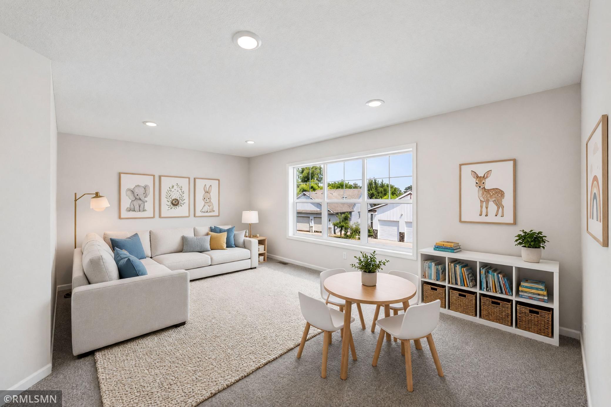 Virtually Staged - Generous upper-level loft offering flexible living or play space