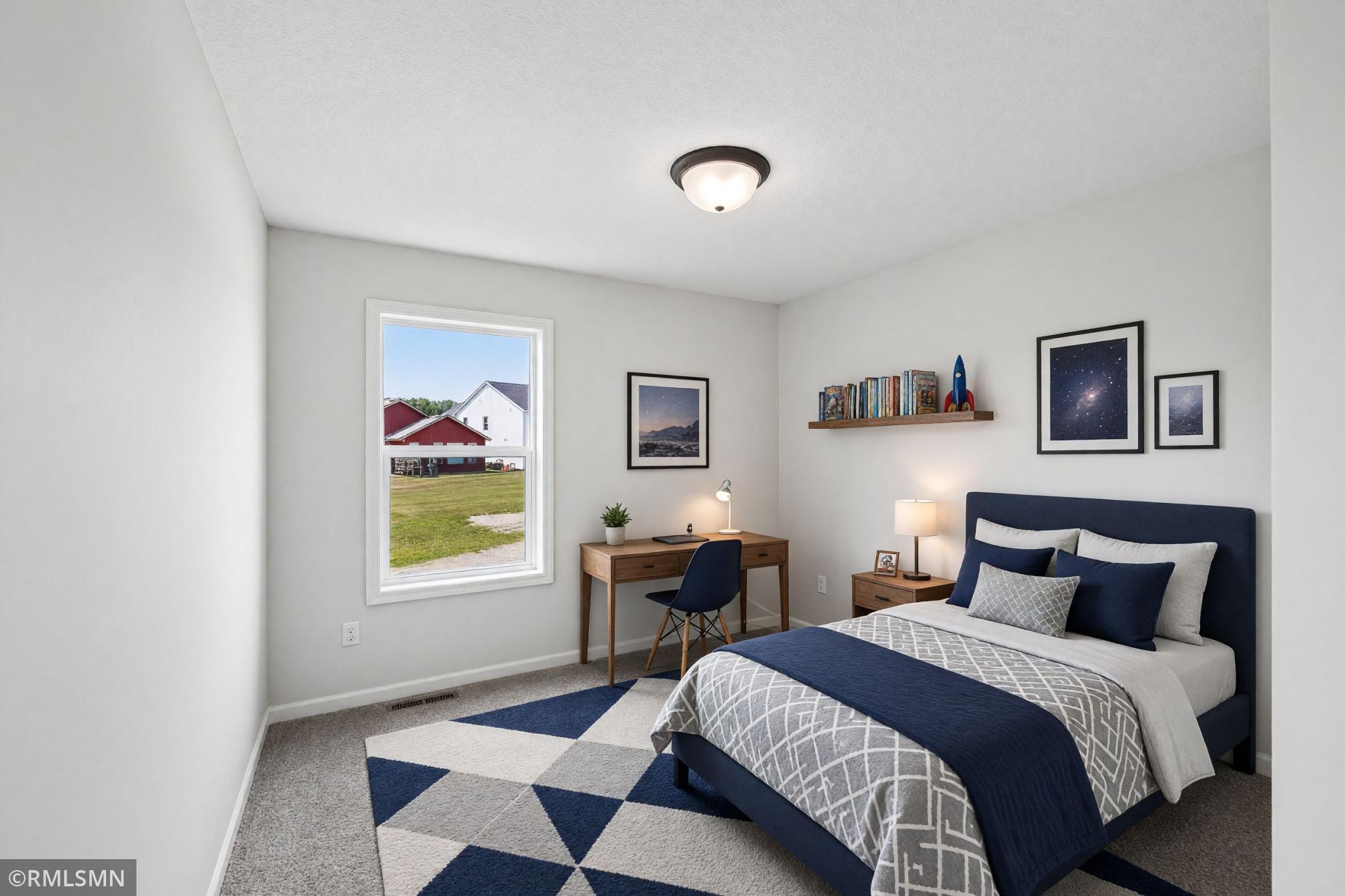 Virtually Staged - Spacious secondary bedroom with room for a desk or additional furniture