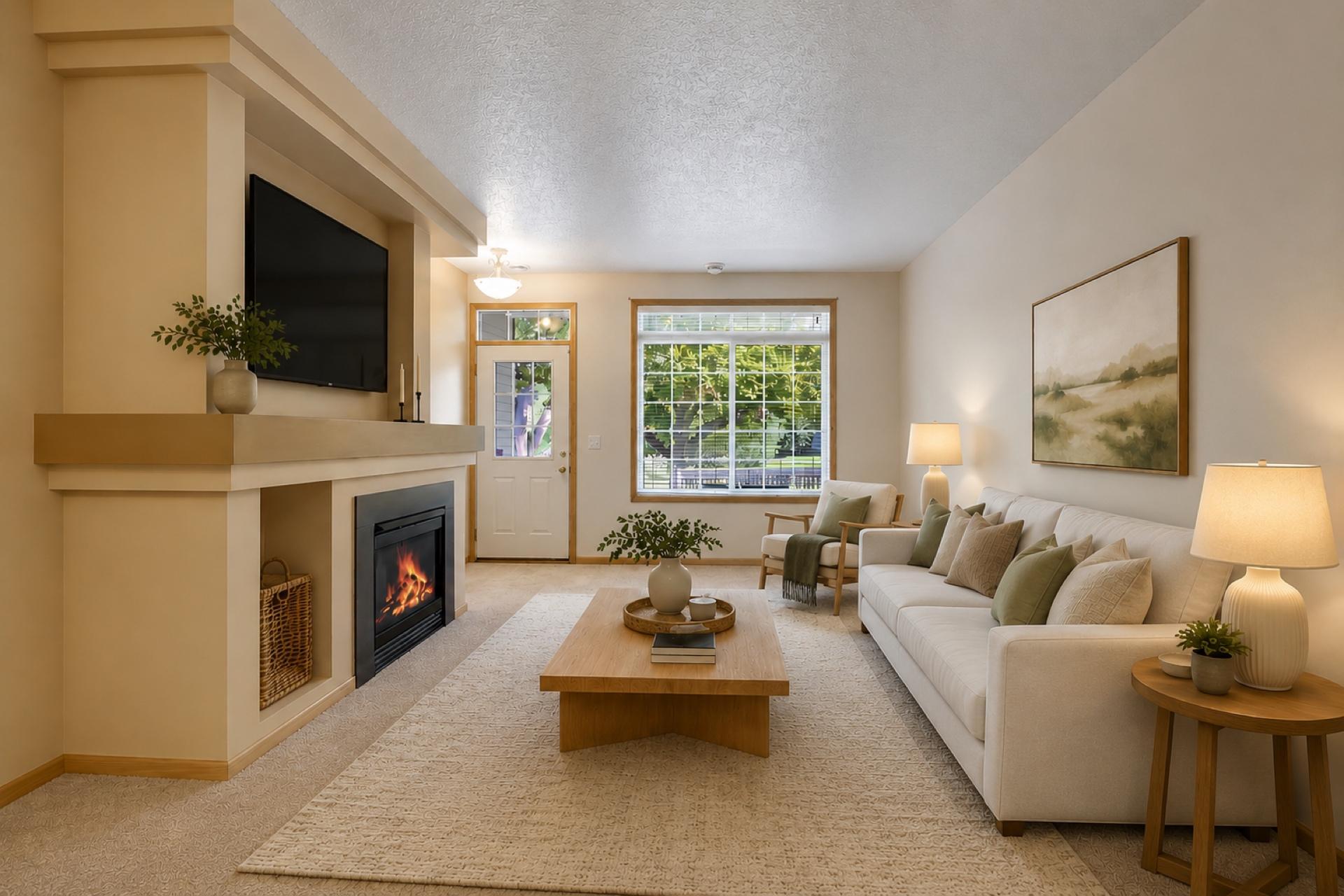 Virtually staged living room 1