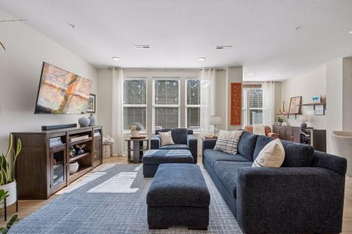 Such a cozy living room to watch a movie, enjoy company, and relax.
