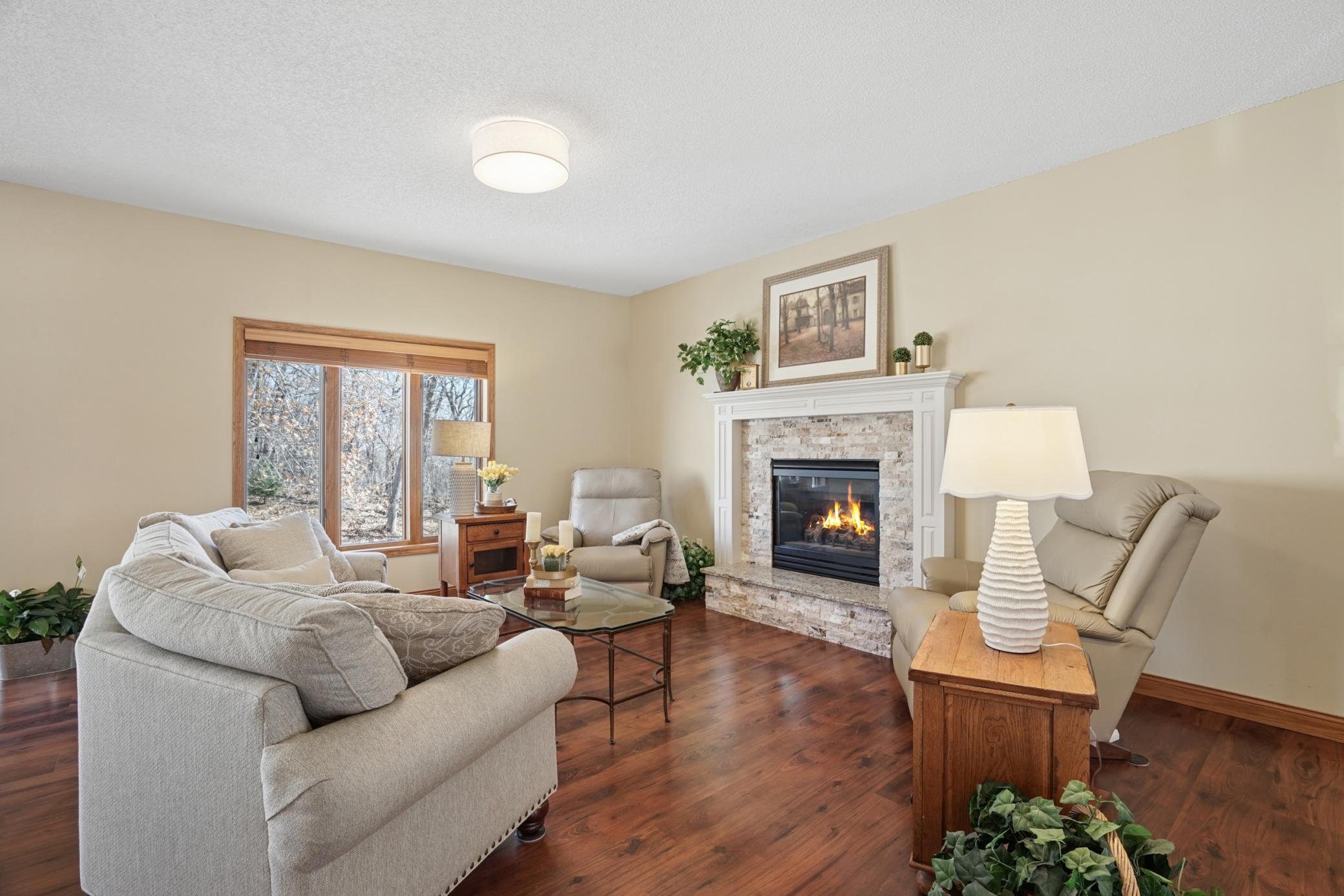 Main Level Living Room with Gas Fireplace