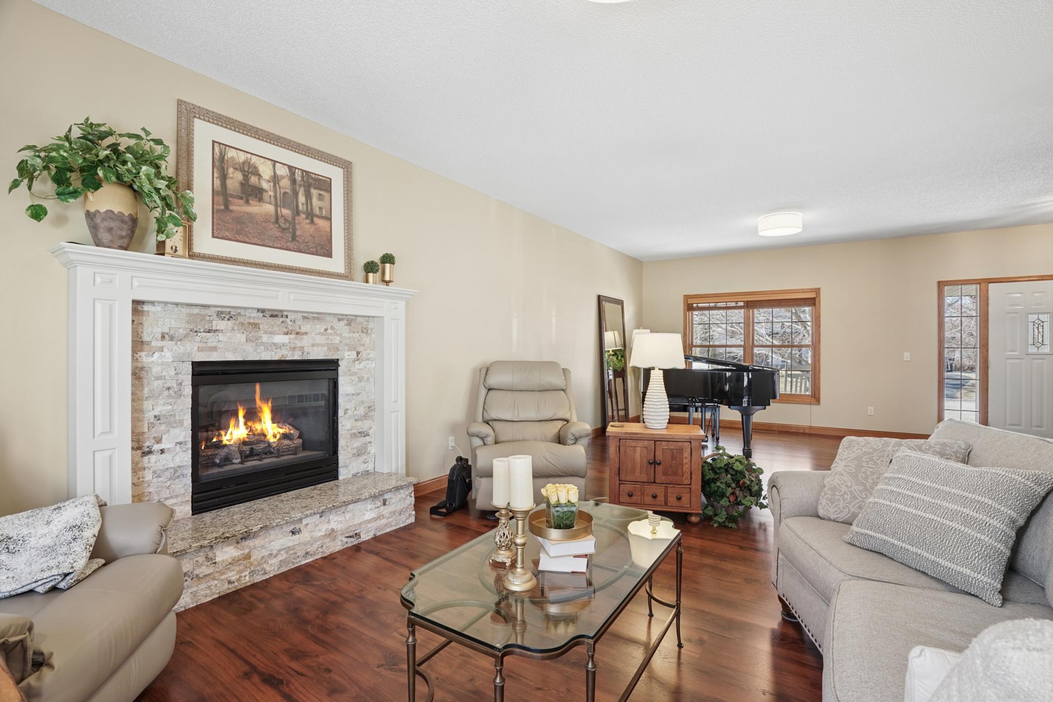 Main Level Living Room with Gas Fireplace