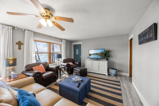 This living room allows for a community space to sit and talk or watch TV