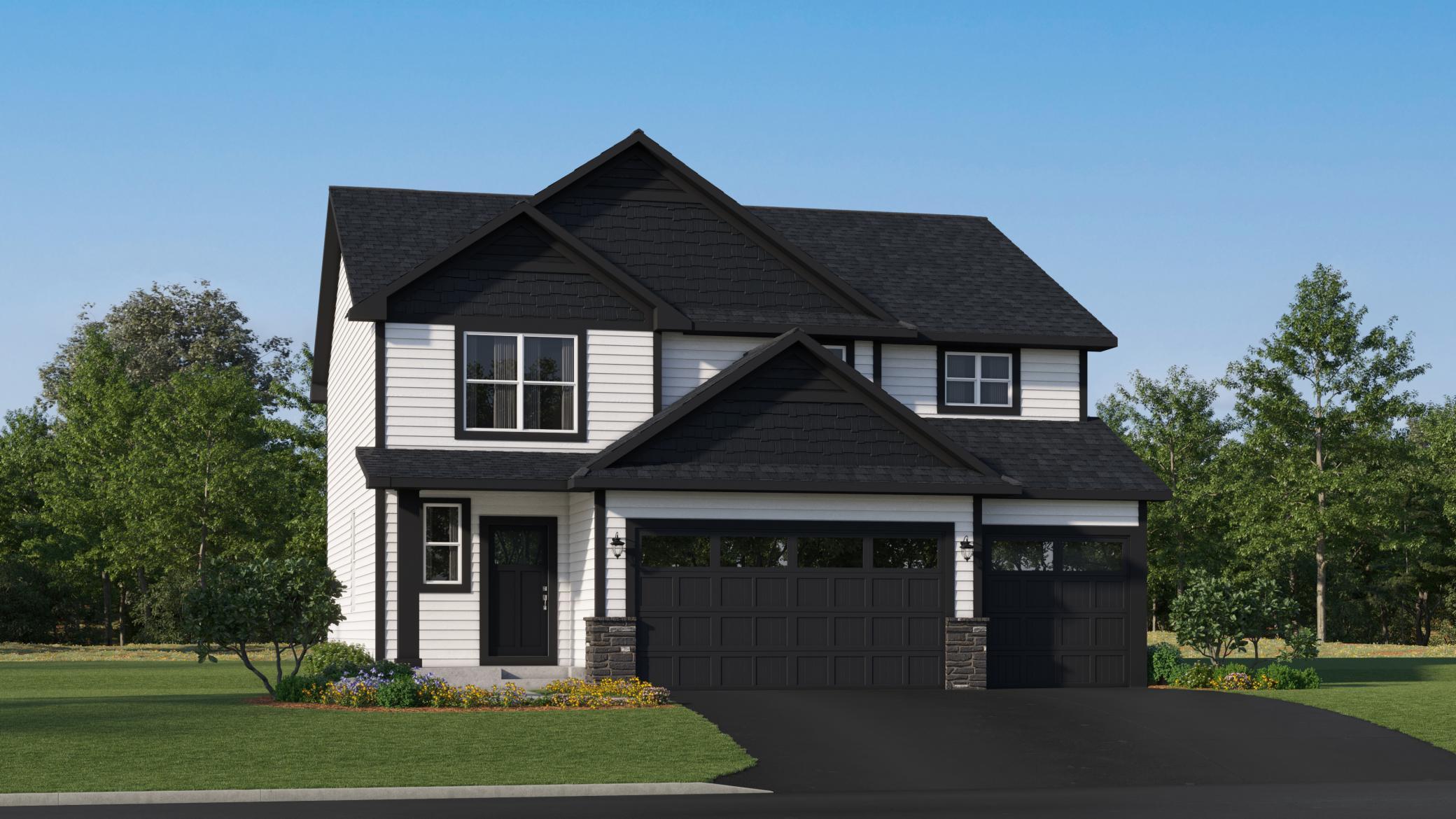 (Exterior rendering, actual home's finishes will vary.)