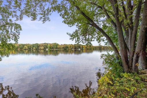 Peaceful waterfront views surrounded by mature trees.
