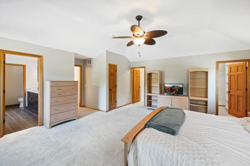 Bedroom window with elevated views of the pool and yard