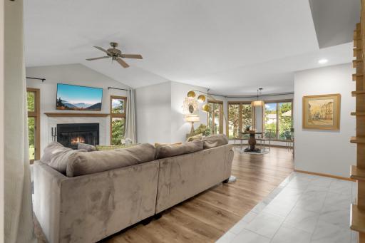 Main Floor living room with vaulted ceiling