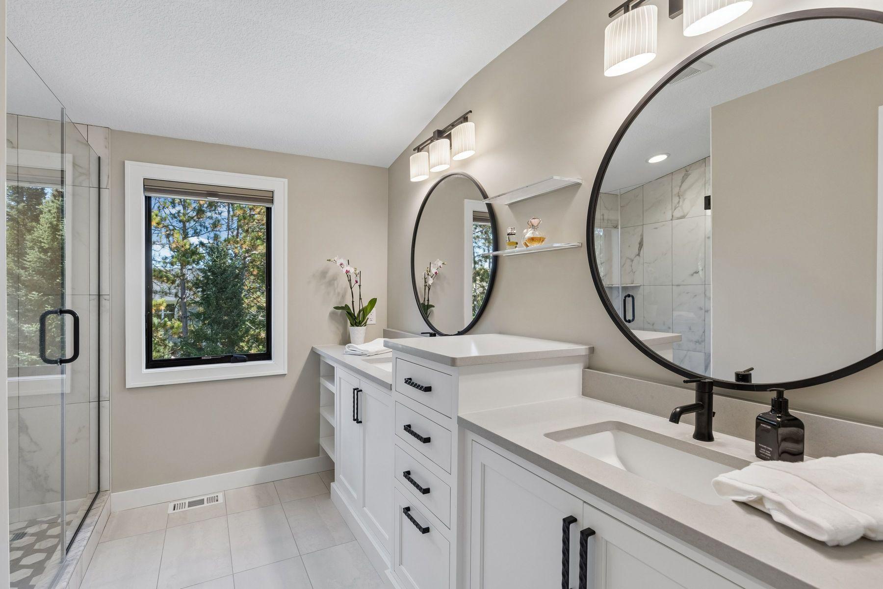 Dual vanities in the primary bathroom