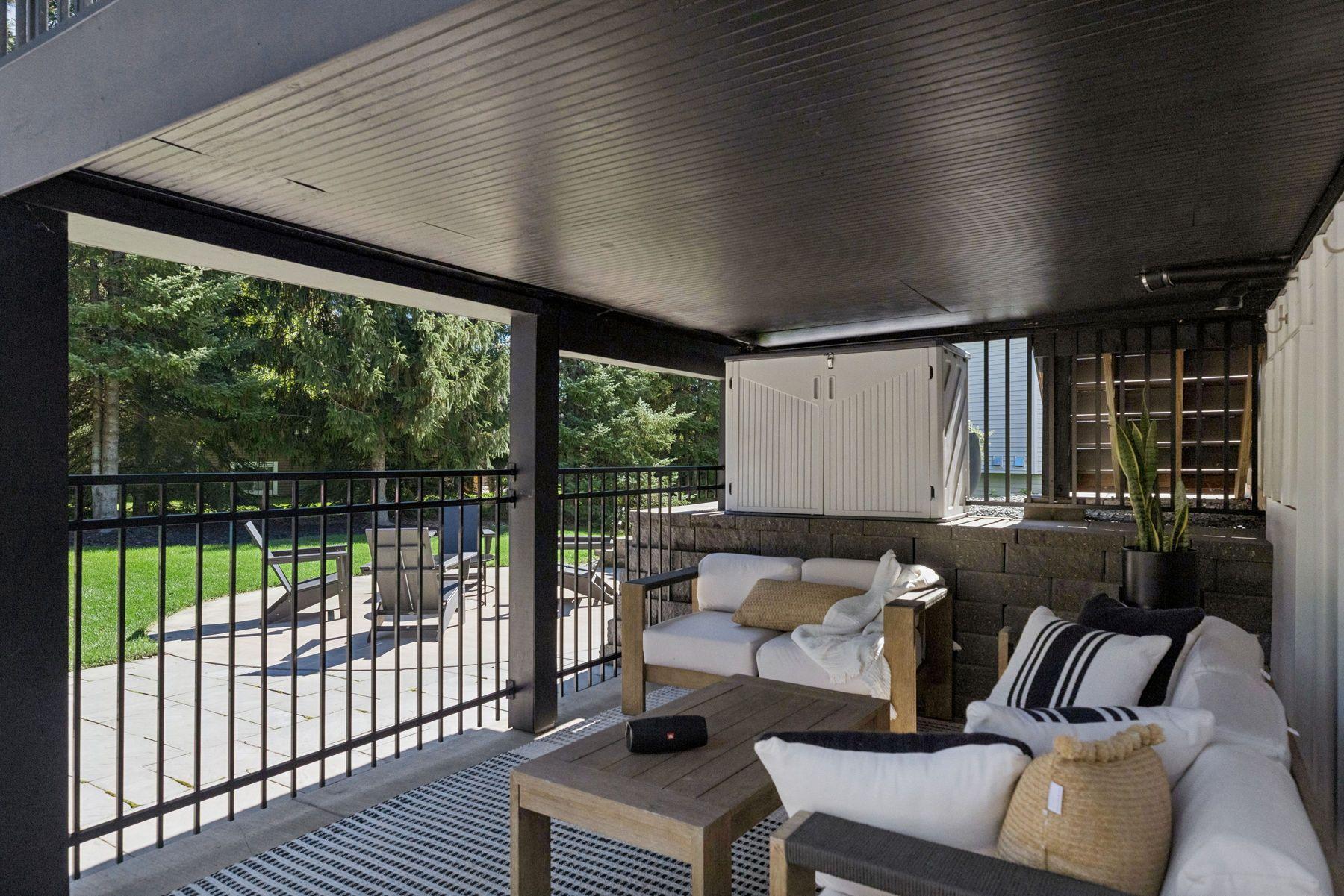 There is additional seating under the deck providing wonderful shade