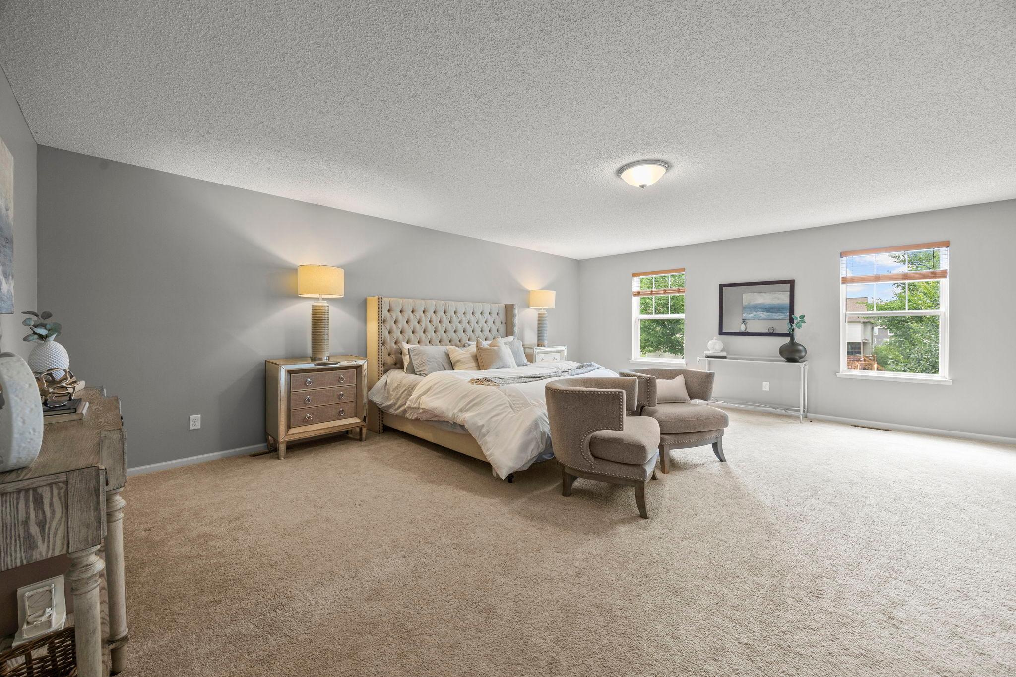 Situated upstairs are three well-sized bedrooms, including the primary suite.
