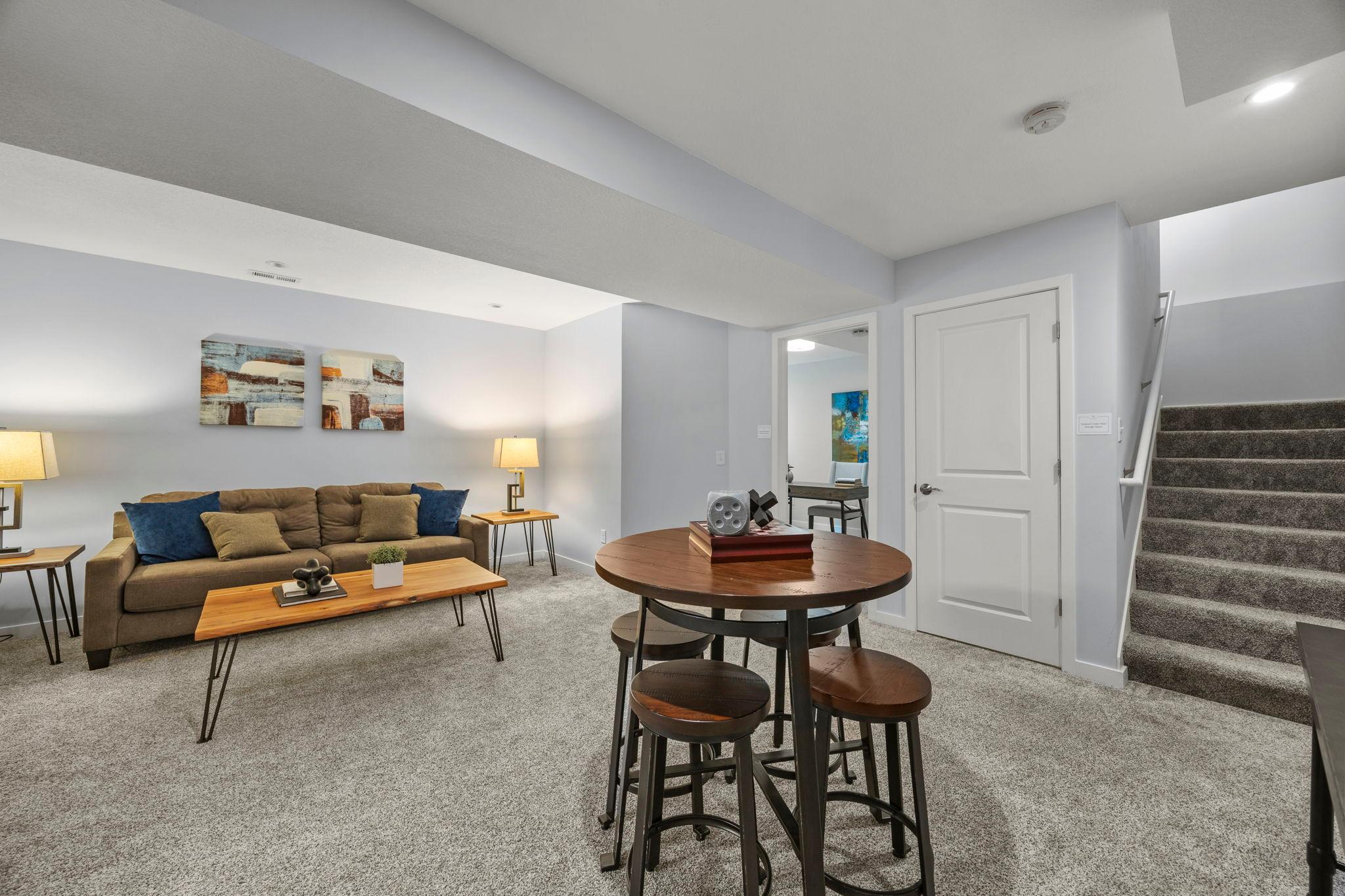The lower level, finished in 2022, extends the home’s living space.