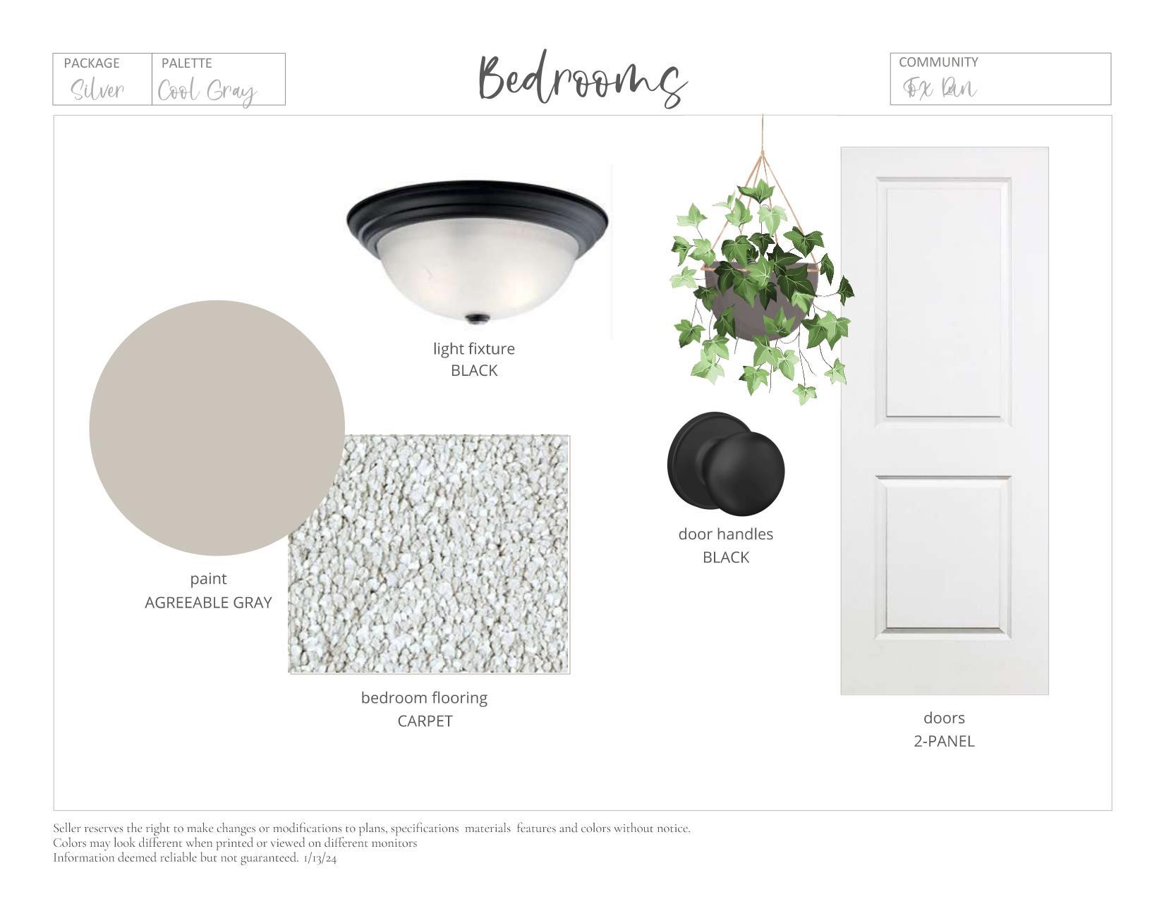 Interior Color Package. Photos and renderings may not depict actual plan, materials, & finishes may vary. All measurements are approximate.