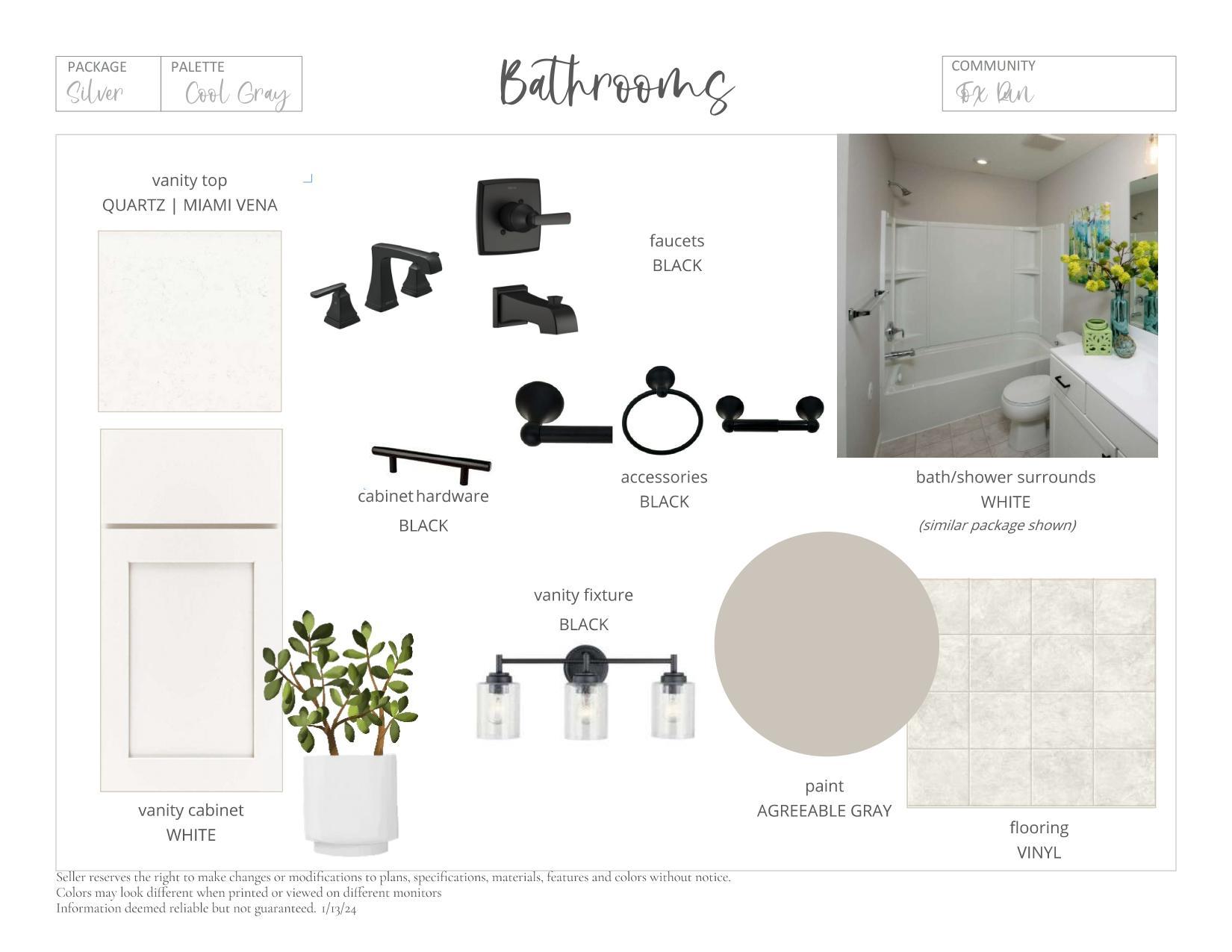 Interior Color Package. Photos and renderings may not depict actual plan, materials, & finishes may vary. All measurements are approximate.
