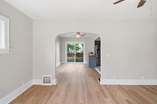 Living room looking into informal dining room