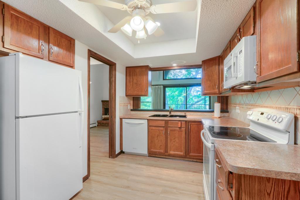 Kitchen with new faucet and flooring