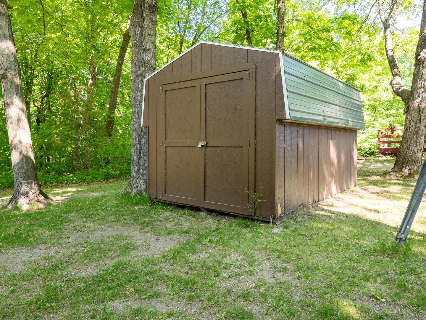 Storage shed in the back yard.