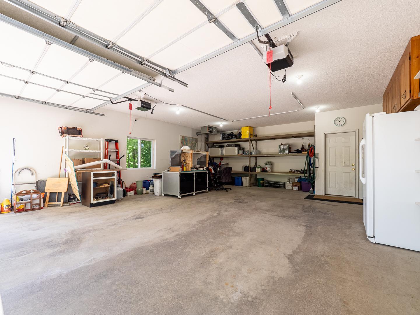 Finished and heated two car garage.