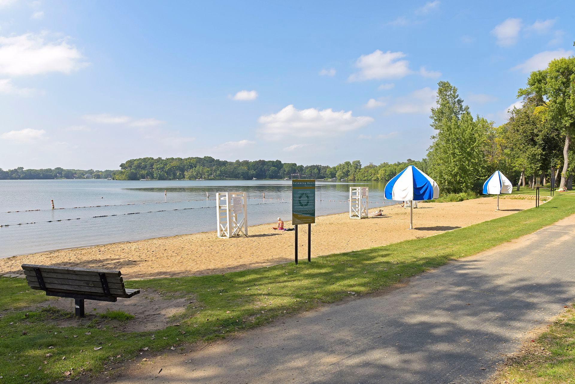 Riley Lake Beach with paved trails throughout