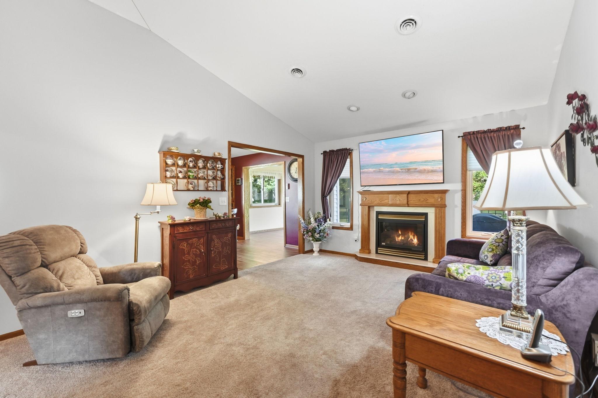 Well lit and inviting front living room.