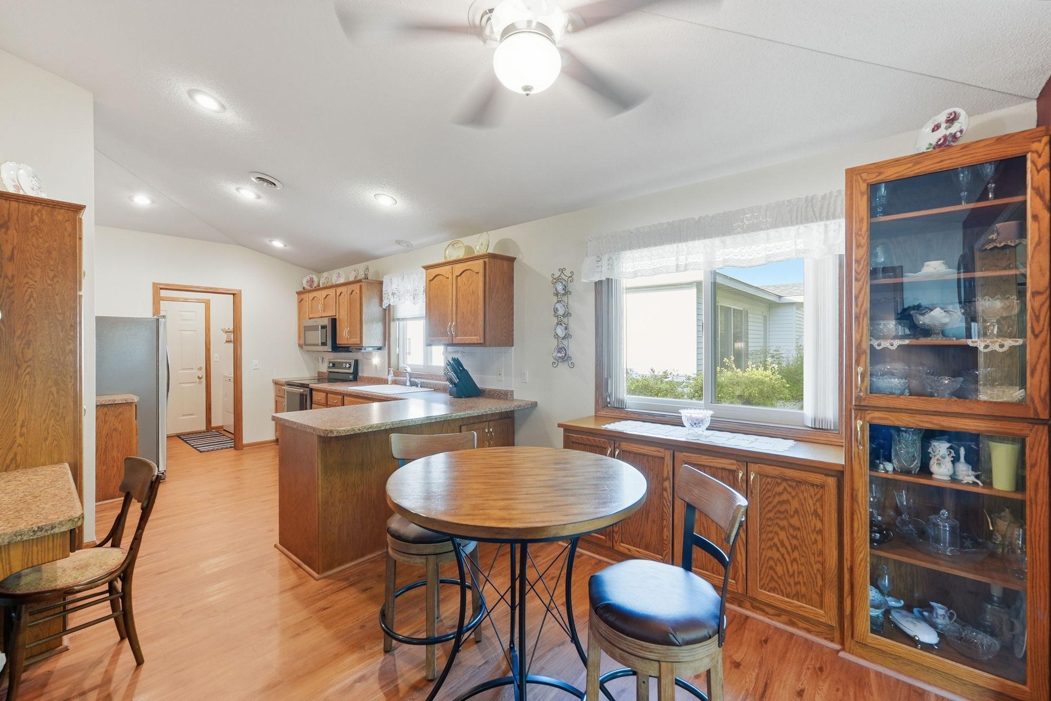 Dining adjacent to the kitchen for easy access to meals.