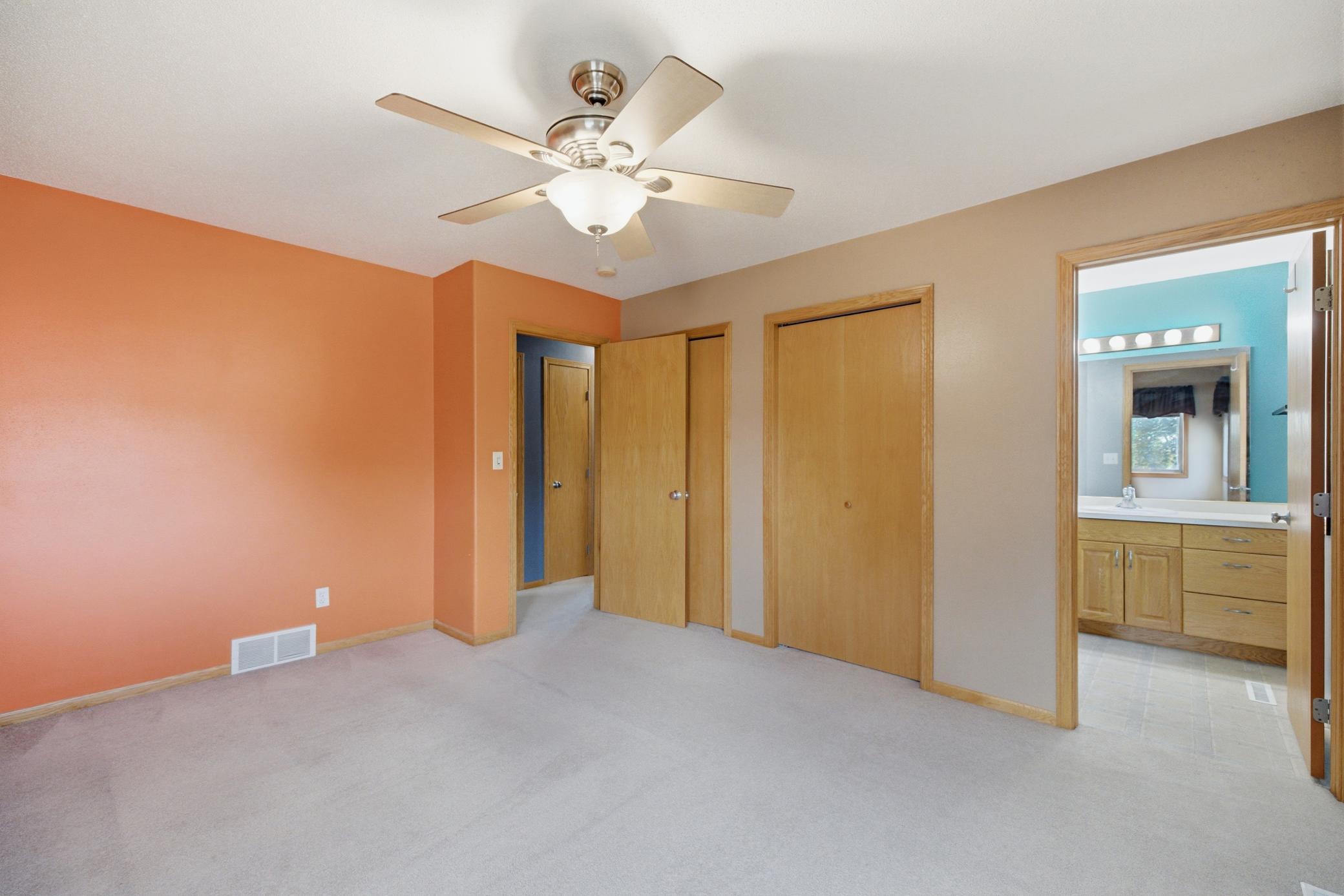 Primary Bedroom w/ dual closets, ensuite 3/4 bathroom